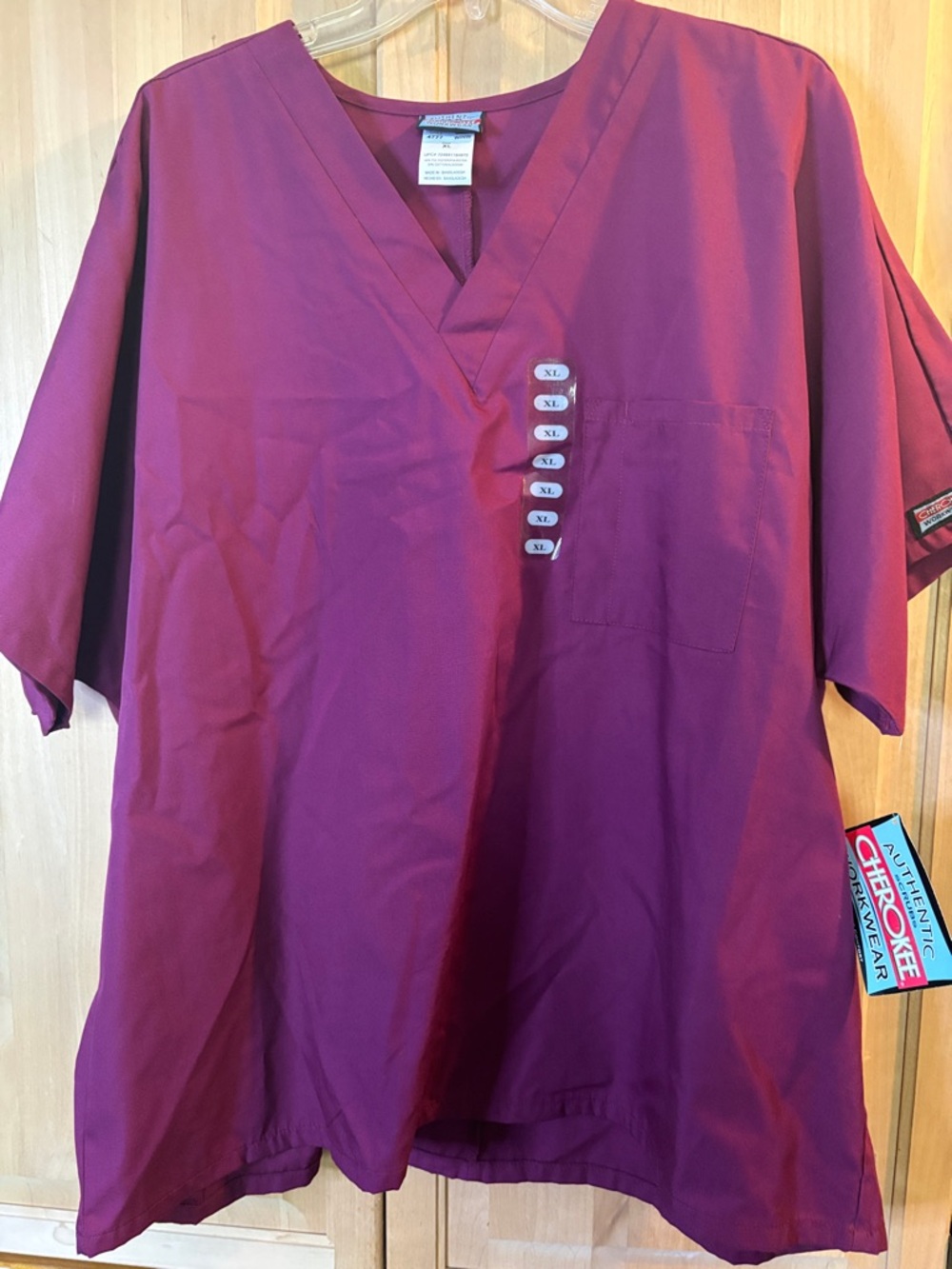 Men's V-Neck Medical Scrub Top - wine